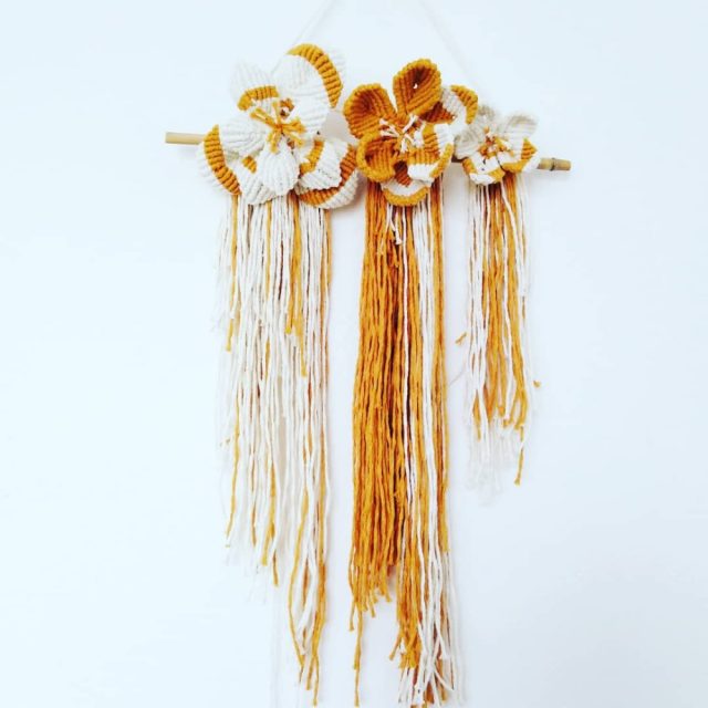 Macrame závěsné s květinami